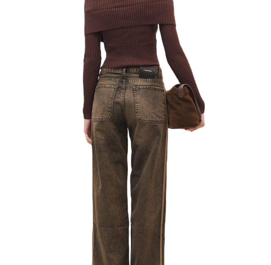 Παντελόνι Τζιν Wide Leg με Πλαϊνή Ρίγα