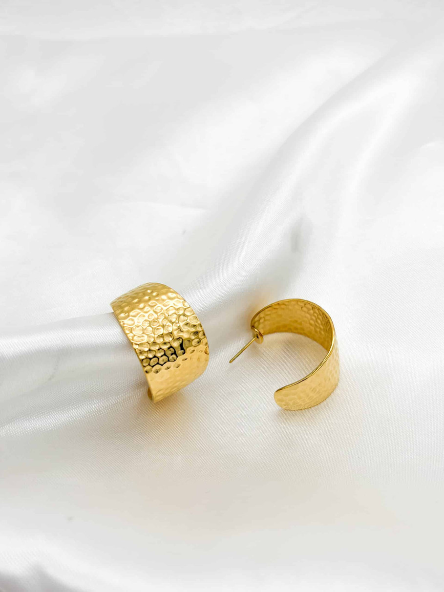 Σκουλαρίκια ατσάλι χρυσά σφυρήλατα