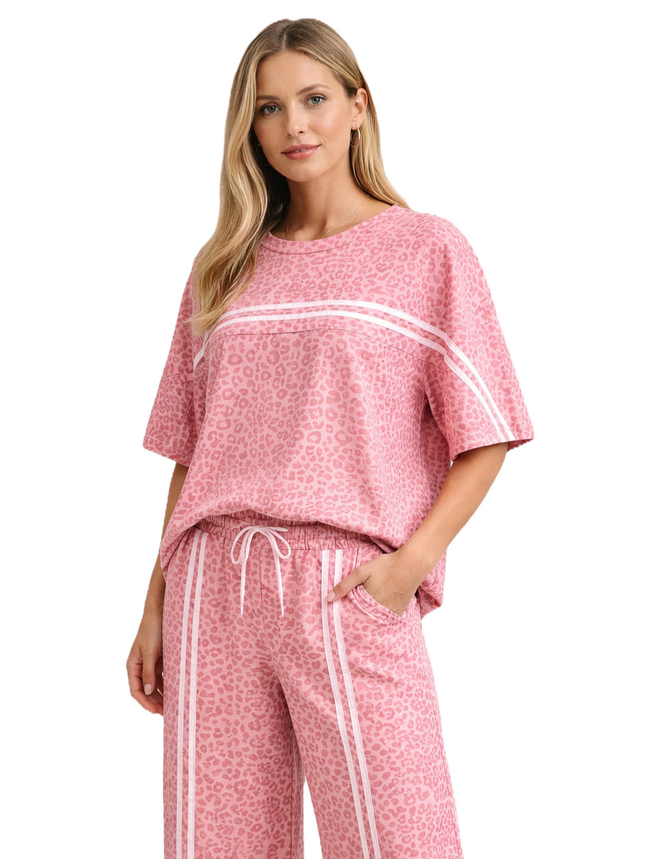 Γυναικείο λεοπάρ σετ με μπλούζα και παντελόνι