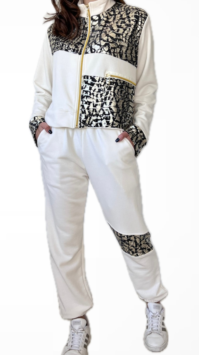Σετ ζακέτα & παντελόνι με χρυσή παγιέτα