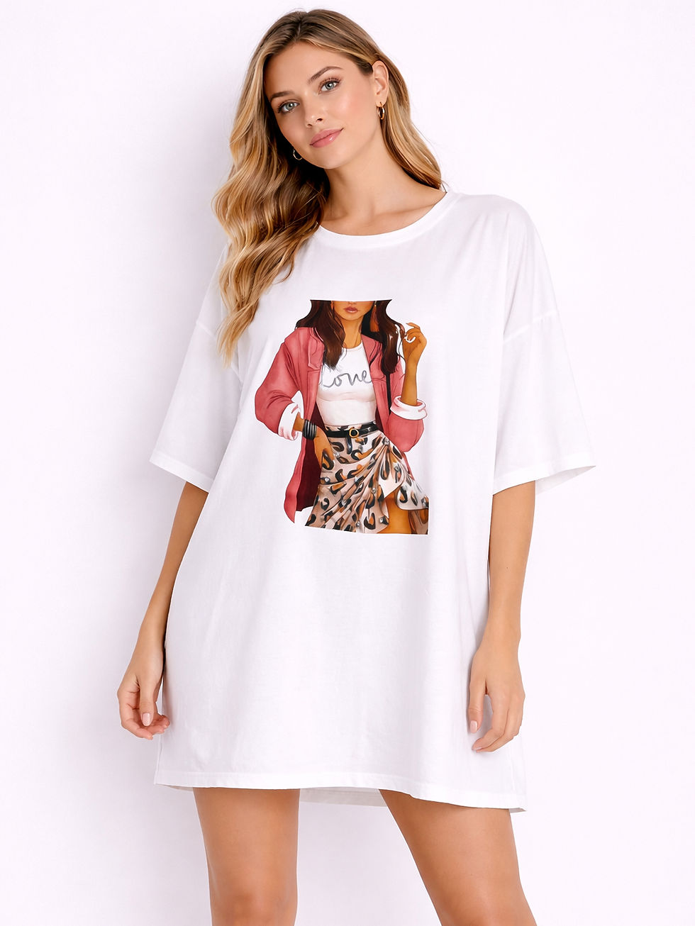 Oversized t-shirt γυναικείο με στάμπα