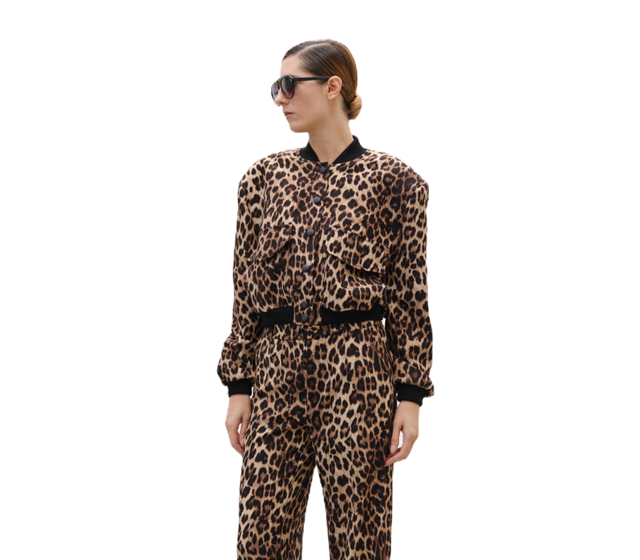 Μπουφάν animal print με cropped γραμμή