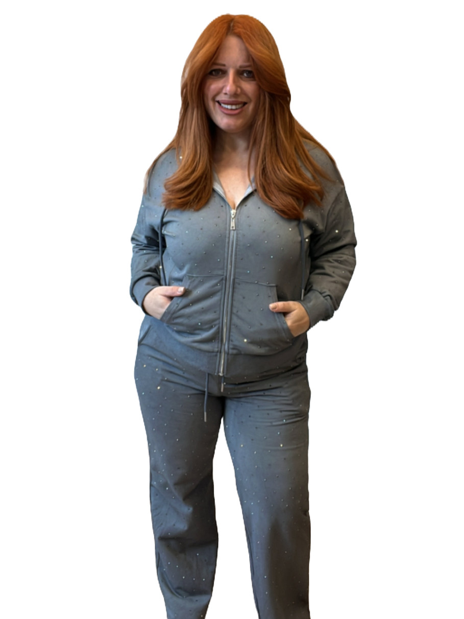 Γυναικείο καθημερινό σετ με ζακέτα και strass