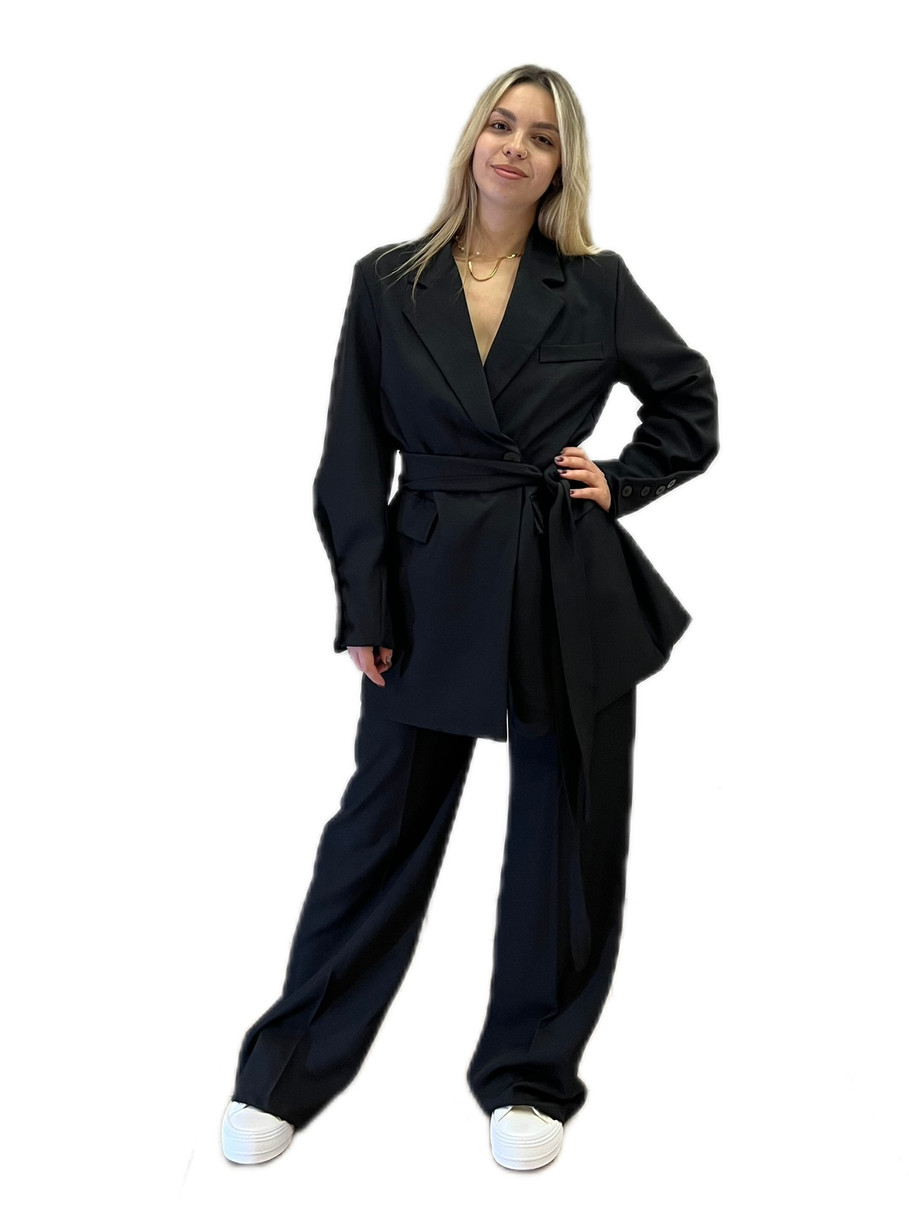 Σετ Σακάκι και Παντελόνι Μαύρο με Ζώνη