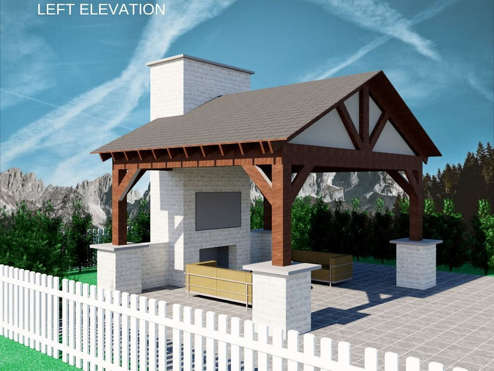 An image of a pool house featuring a gable roof, showcasing its architectural beauty and functionality as a recreational space.