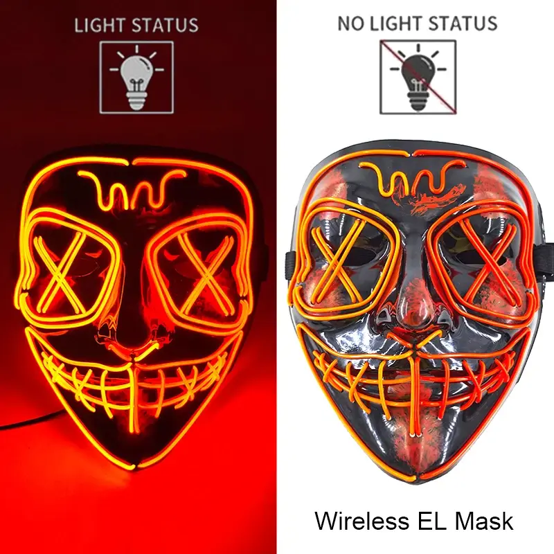Miniatura: Wireless Halloween Neon LED Purge Mask Masque Masquerade Party Masks Light Grow