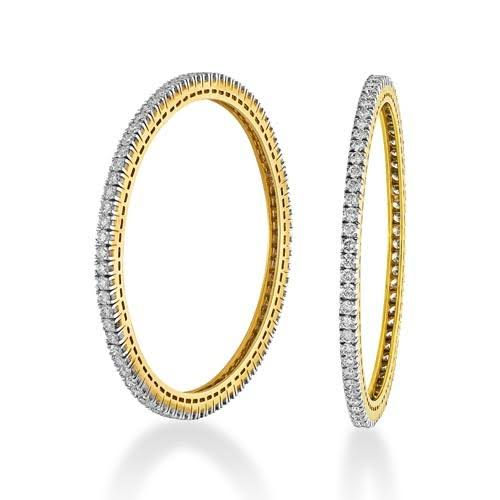 Gold Diamond Running Bangle -Set of two