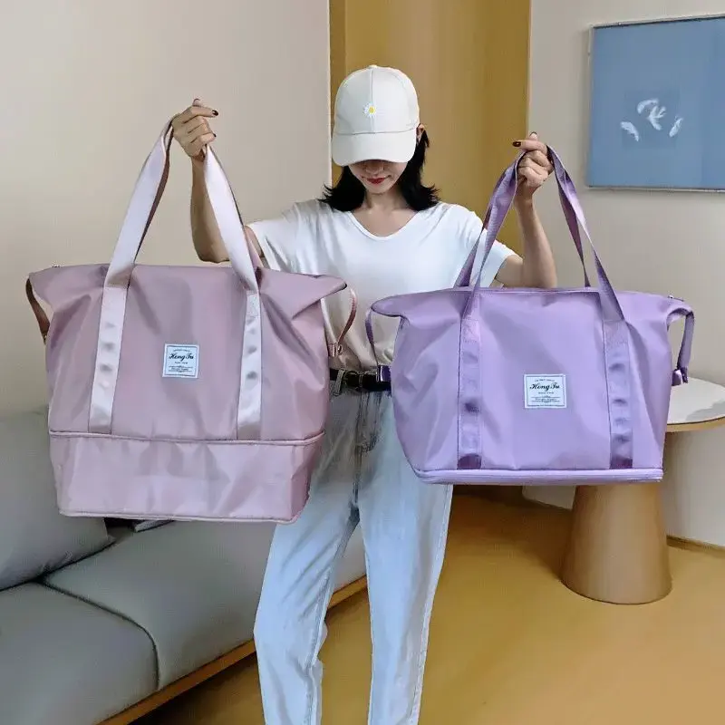 Women Large Expandable Handbag Travel Shoulder Bag Big Capacity Ultra-Light