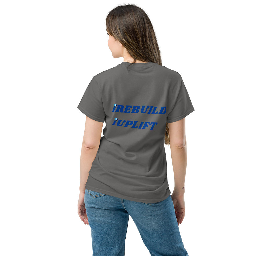 Thumbnail: "iREBUILD" blue back Unisex classic tee