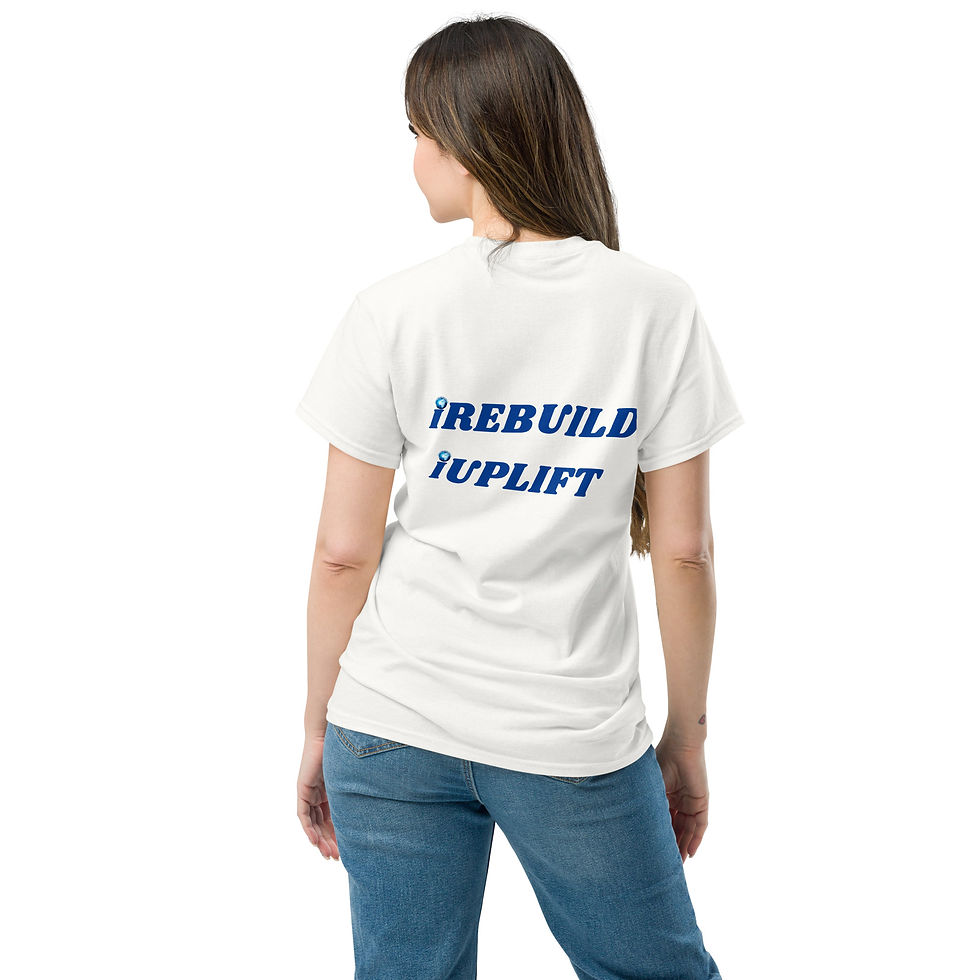 Thumbnail: "iREBUILD" blue back Unisex classic tee
