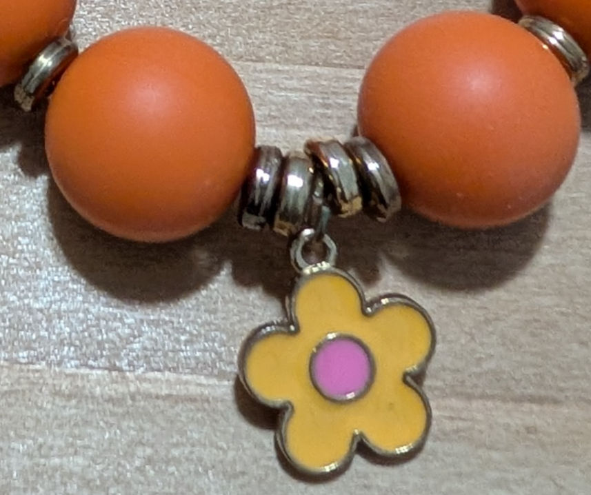 Thumbnail: Silicone Bead Bracelet With Flower Charm