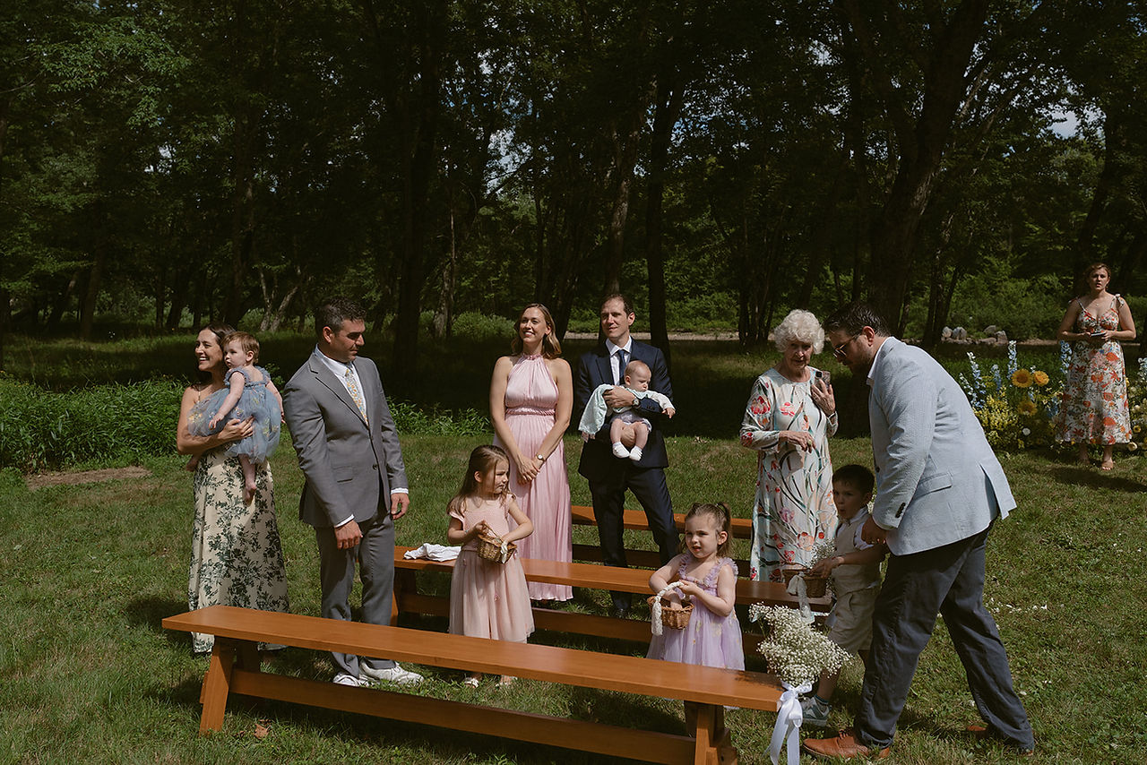 flower kids on Campton NH elopement day walking down aisle
