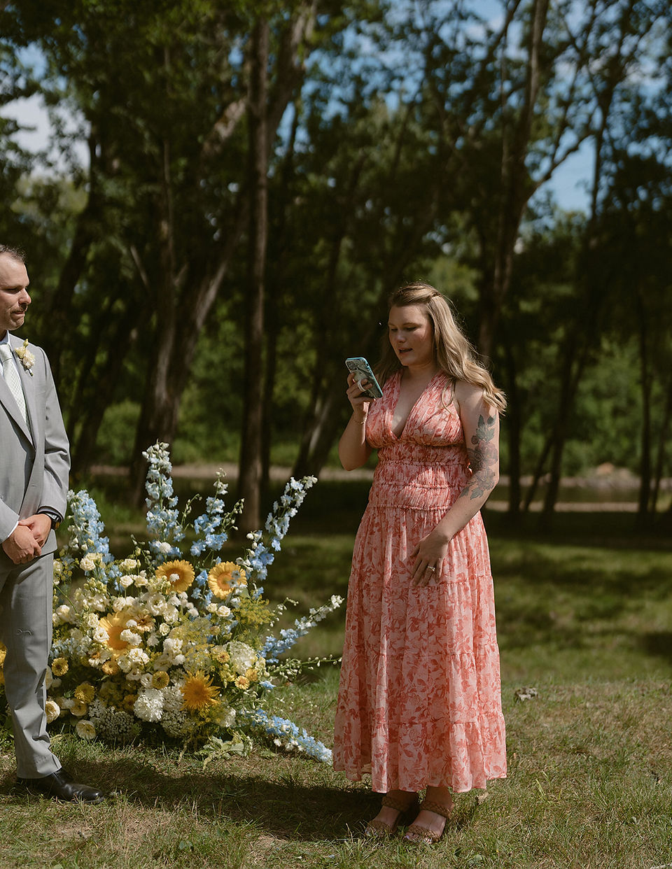 family during ceremony for campton nh elopement day