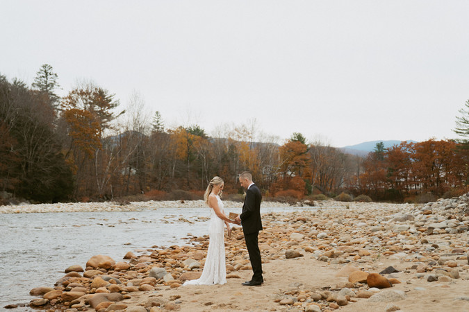 kancamagus highway elopement bride and groom exchange personal vows