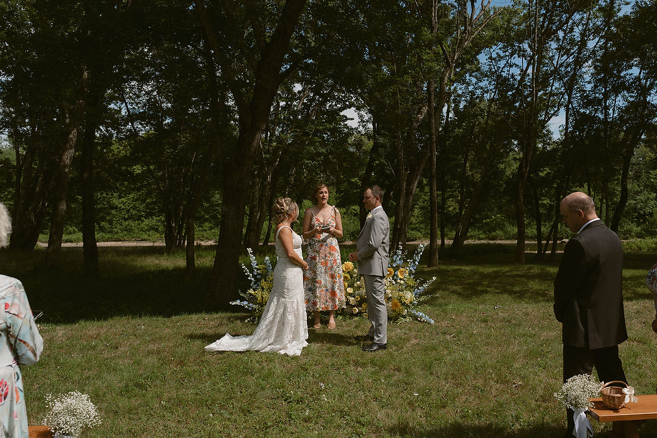 bride walking down aisle for campton nh elopement day ceremony