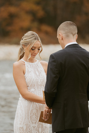kancamagus highway elopement bride and groom exchange personal vows