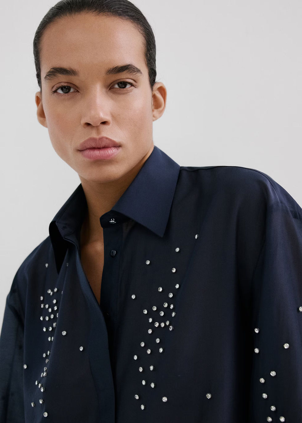 Thumbnail: Lyocell shirt with rhinestones