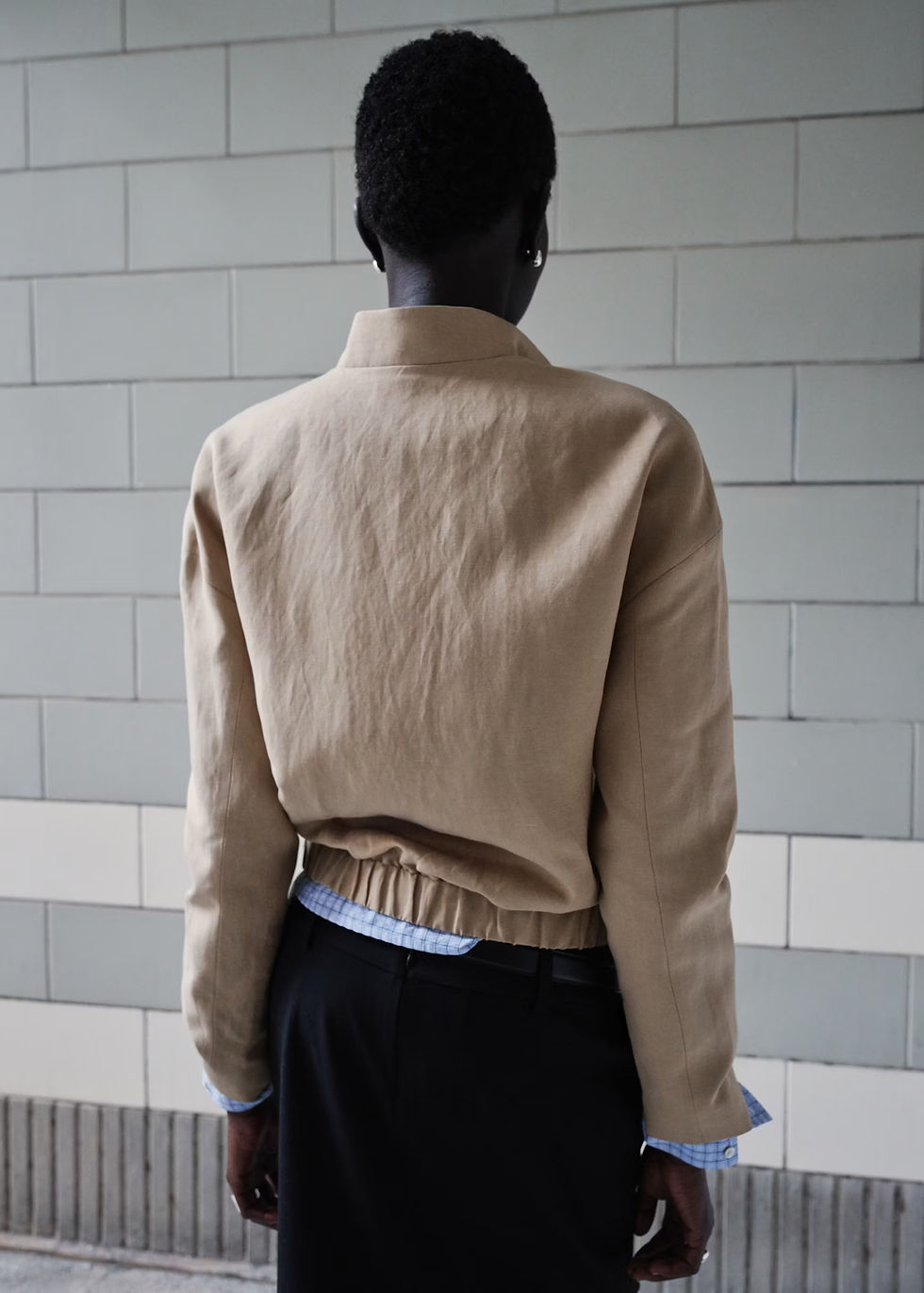 Thumbnail: Linen jacket with stand collar