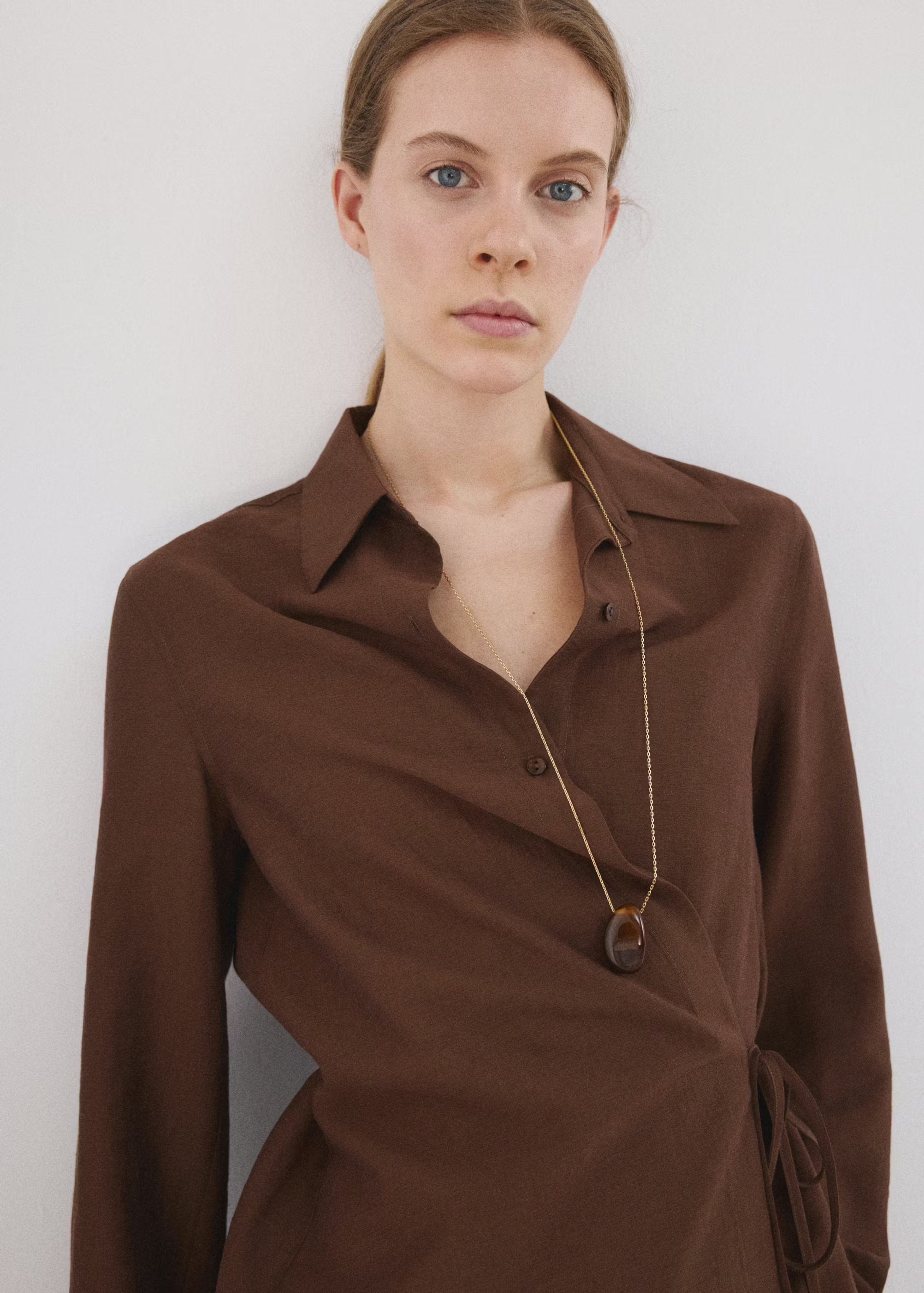 Wrap shirt with bow
