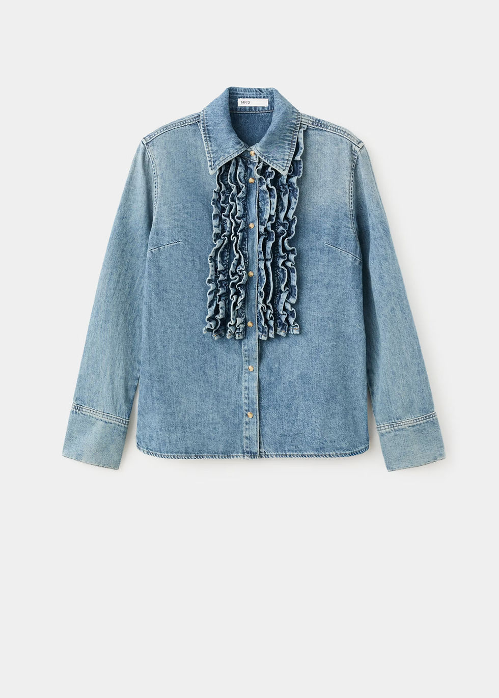 Thumbnail: Frilled denim blouse