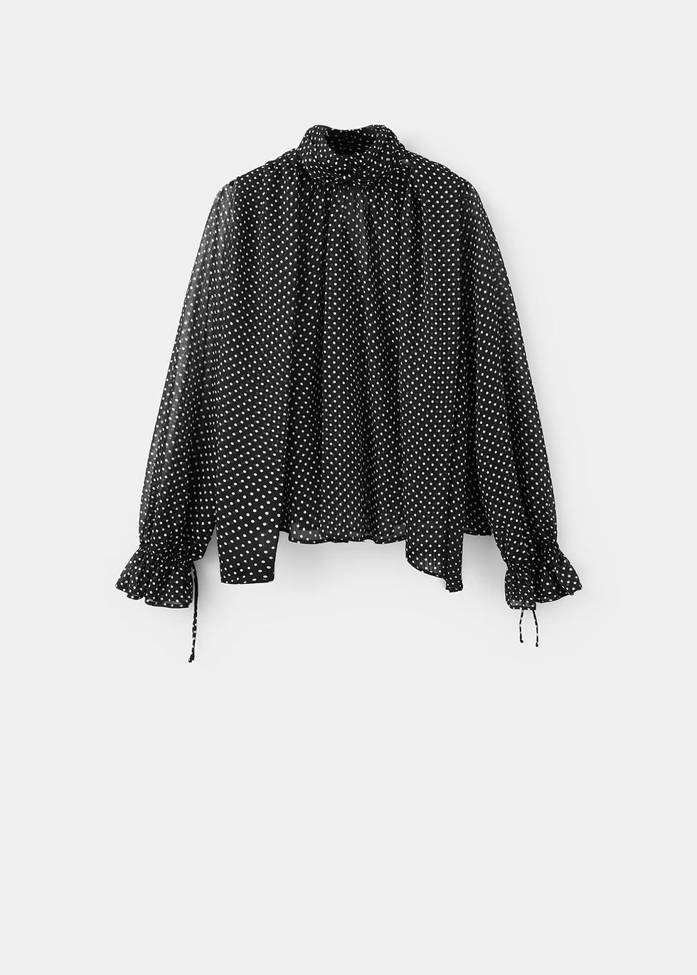 Thumbnail: Polka dot high-neck blouse