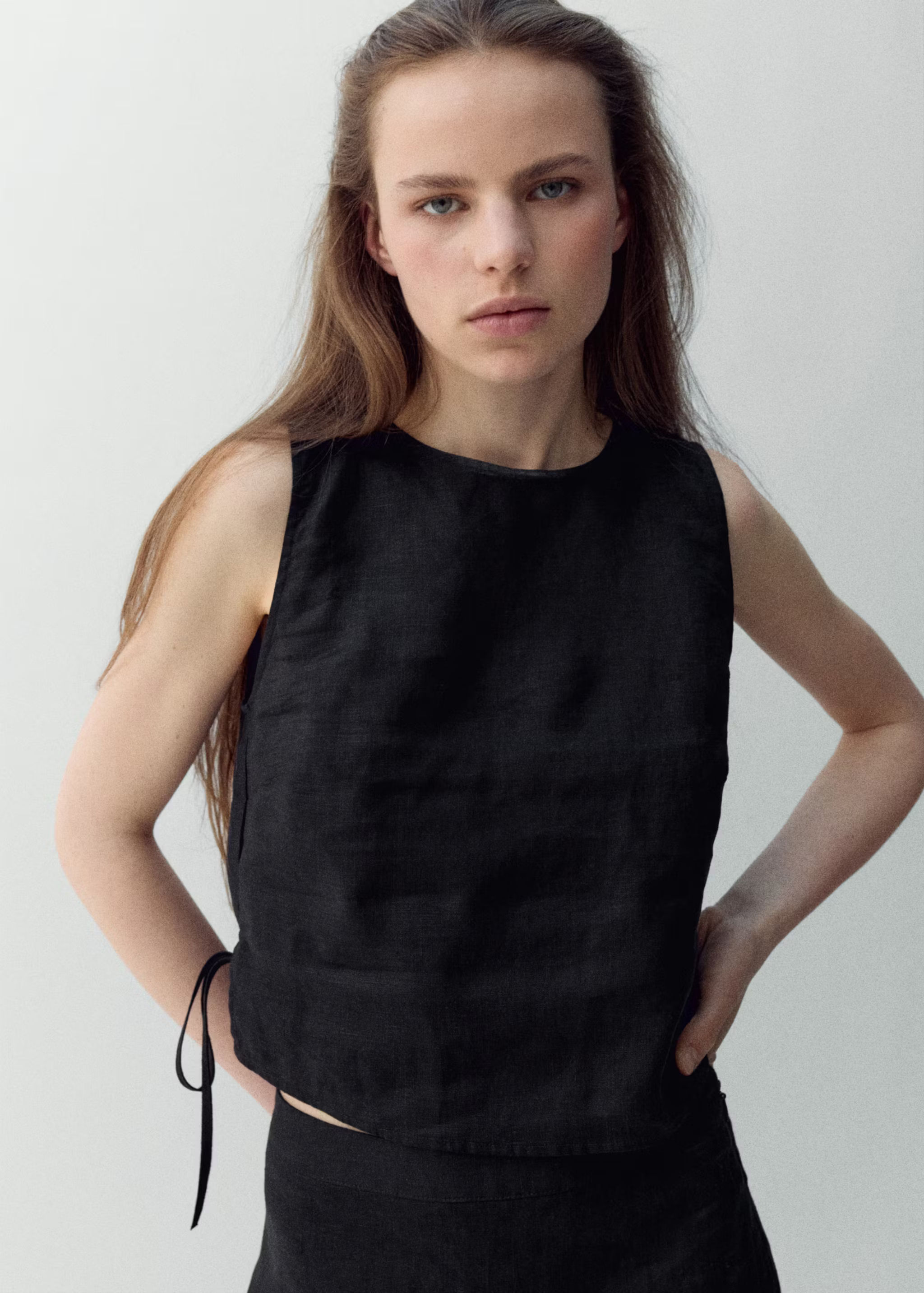 Linen top with ties