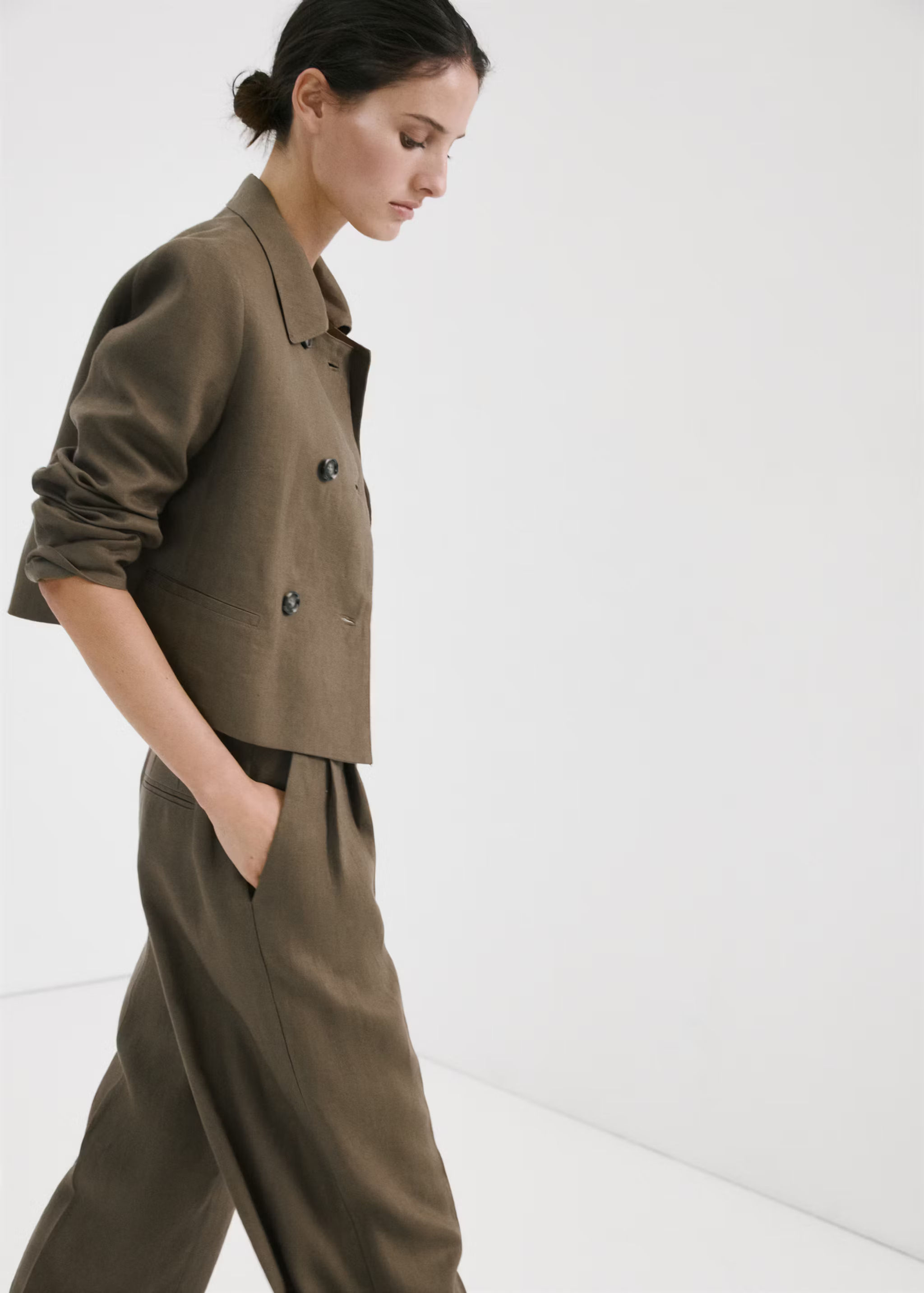 Double-breasted linen jacket