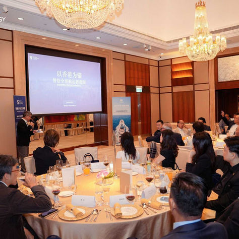 Wide shot of the GBAYCIA Gala Dinner stage and attendees in Hong Kong.