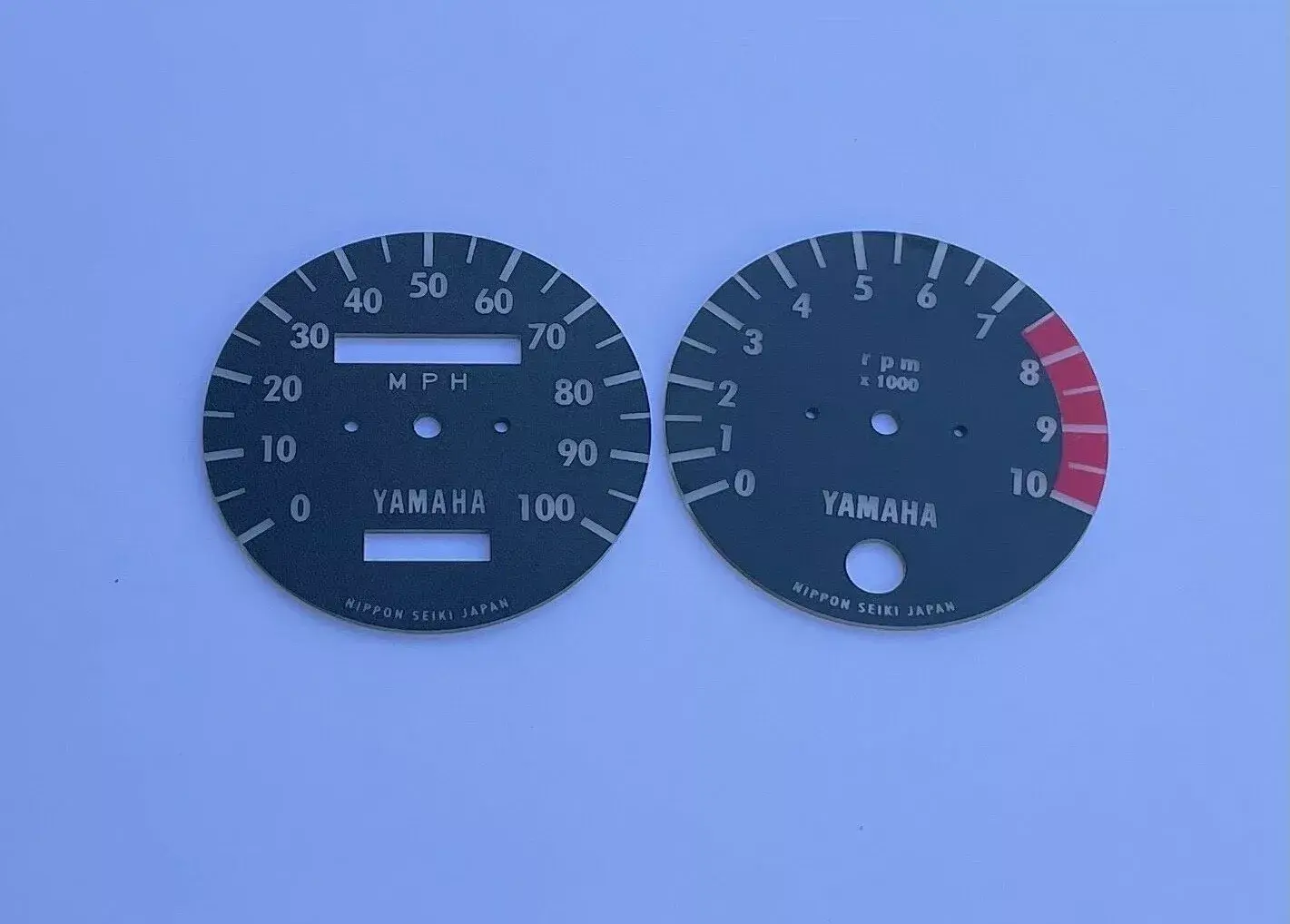 1972 & 1973 Yamaha Enduro DT2/DT3 Tachometer and Speedometer Face Plates (NOS af