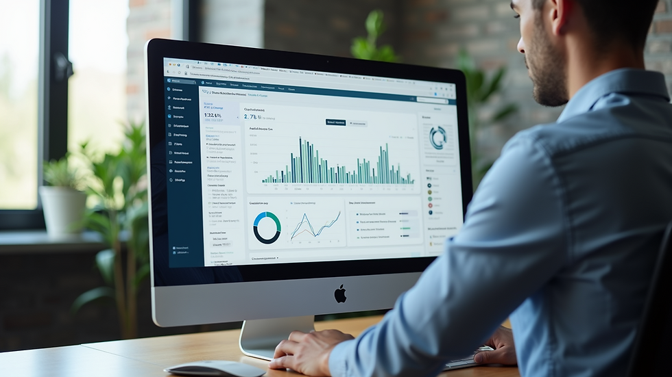 Eye-level view of a computer screen displaying case management software dashboard