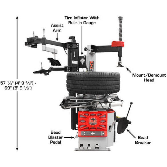 Thumbnail: Atlas Platinum PTC300 Rim-Clamp Tire Changer w/ Assist Arm