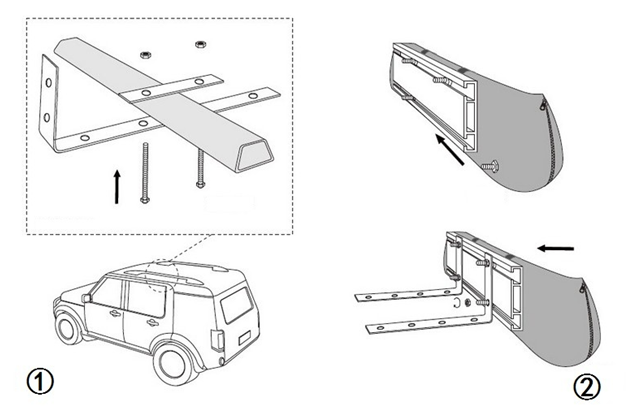 Miniaturbild: Auto Seitenmarkise Windschutz Sonnenschutz mit LED-Streifen