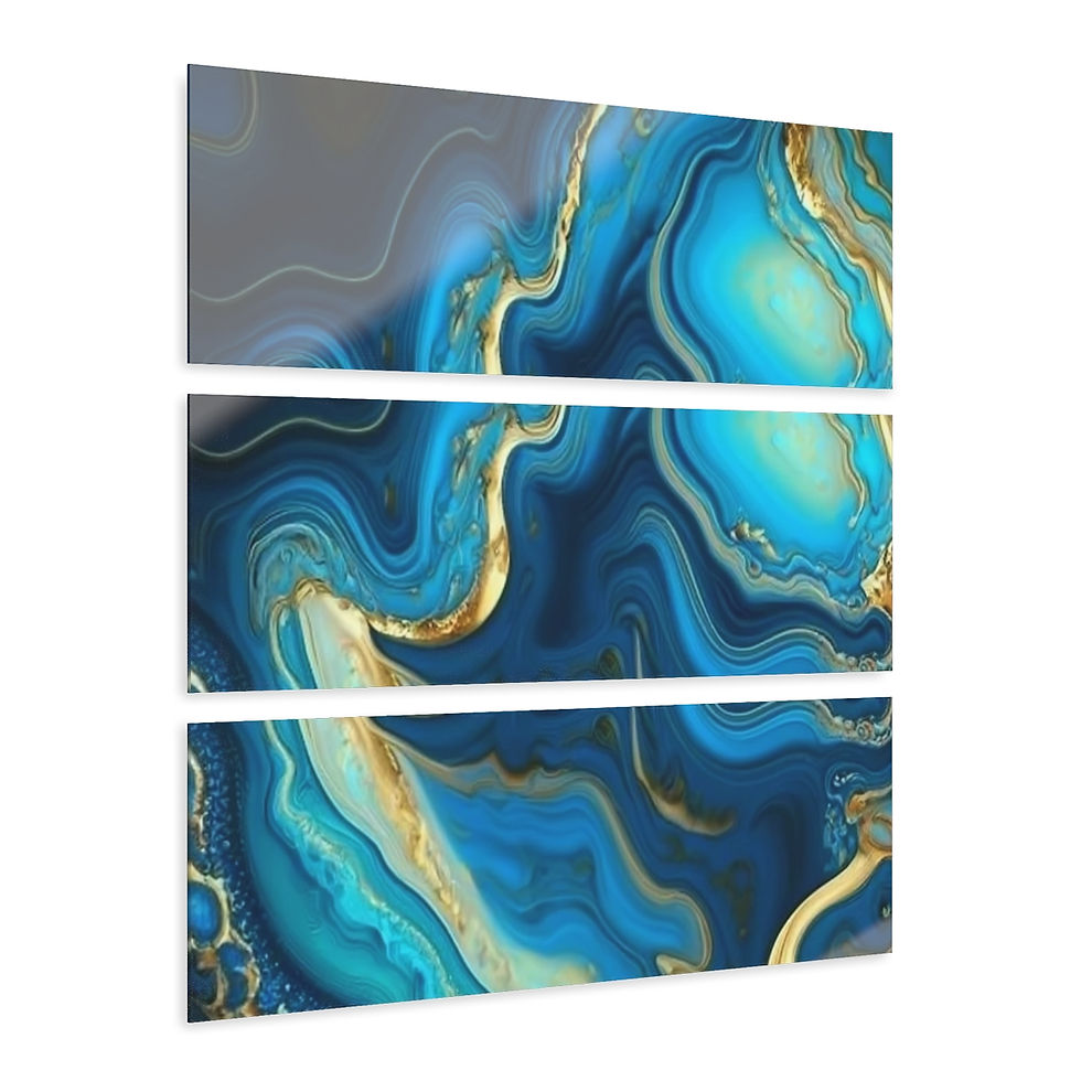 Thumbnail: Acrylic Prints (Triptych)-Turquoise Agate Abstract Art