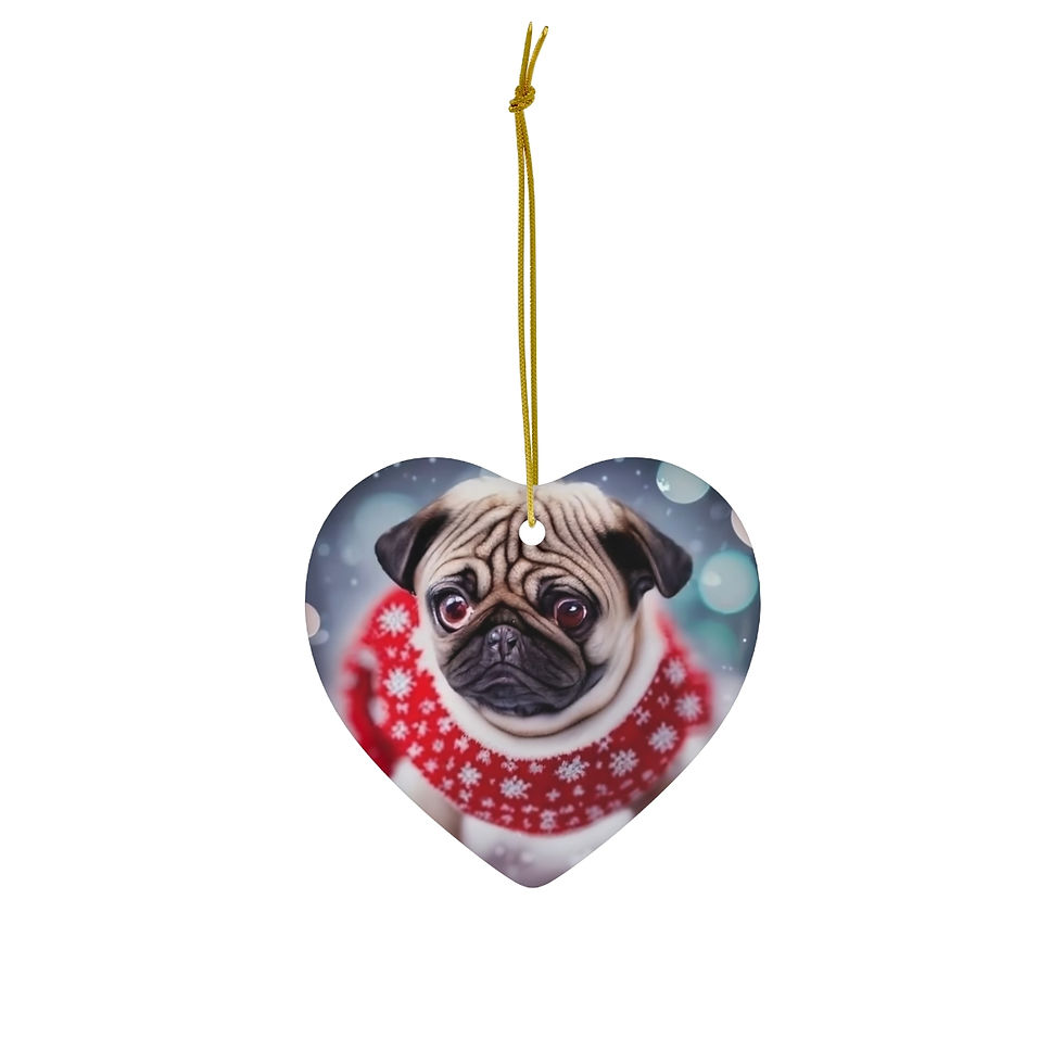 Thumbnail: Ceramic Ornament, 4 Shapes Pug-tastic