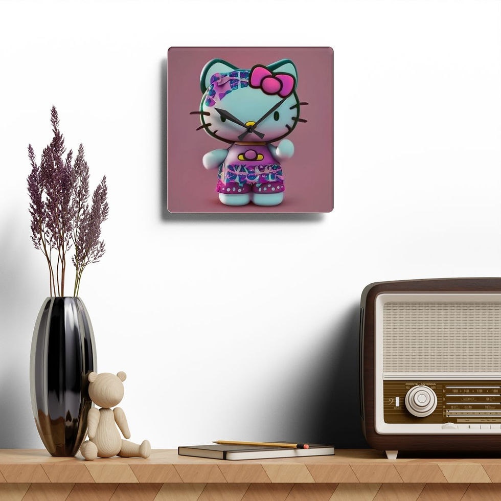 Thumbnail: Acrylic Wall Clock- Hello Kitty Pink & Blue