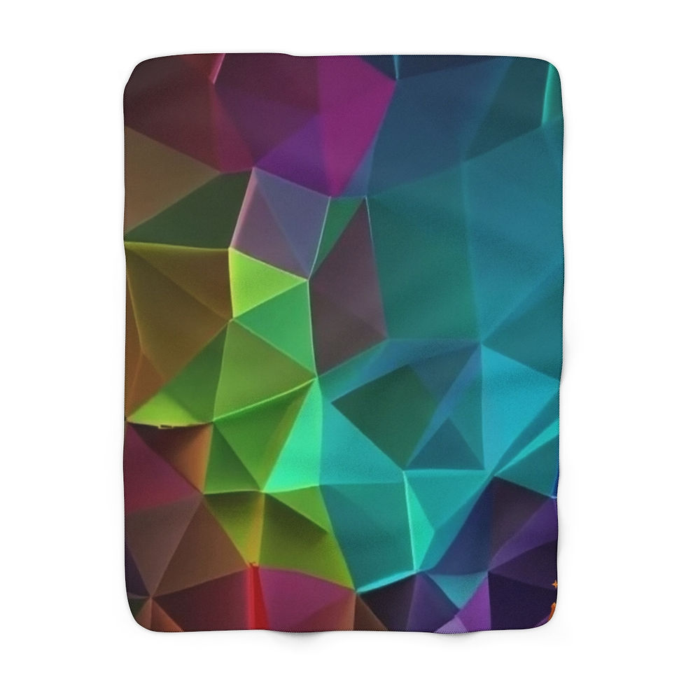 Thumbnail: Sherpa Fleece Blanket-Rainbow Geo-