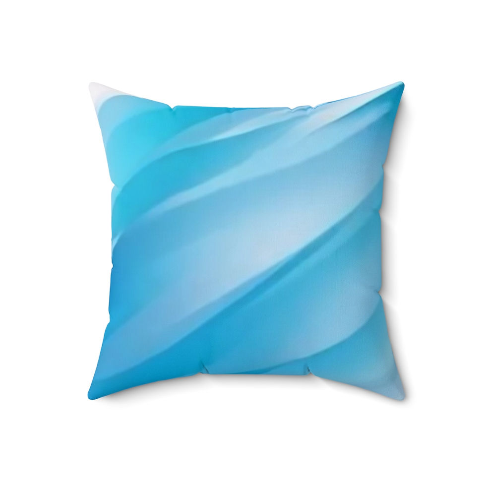 Spun Polyester Square Pillow-Light blue waves