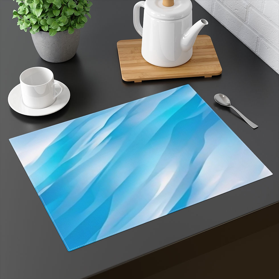 Thumbnail: Placemat, 1pc - Blue and white waves 