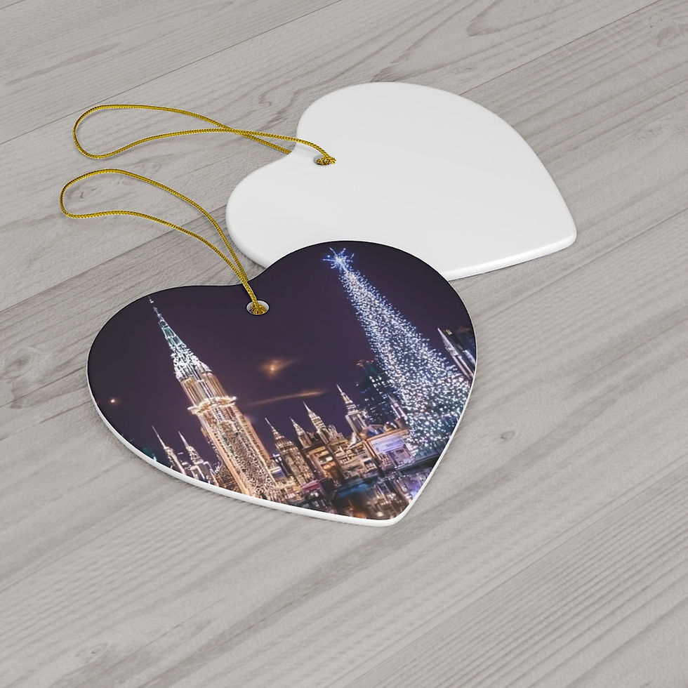 Thumbnail: Ceramic Ornament, 4 Shapes-Futuristic City at Christmas 