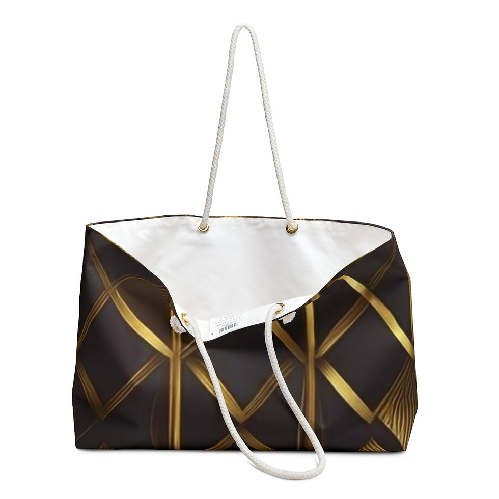 Thumbnail: Overnight Travel Weekender Bag-Gold and Black Diamond Pattern