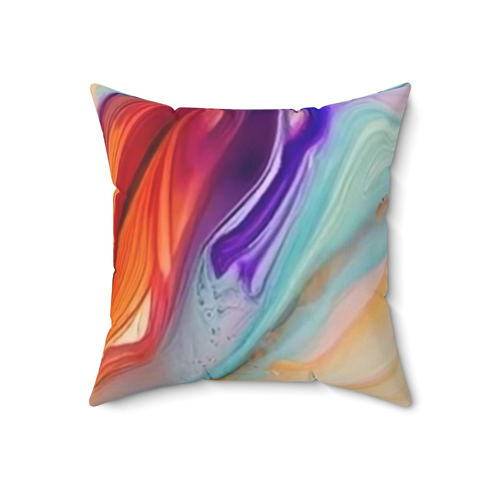 Thumbnail: Spun Polyester Square Pillow- Multi Orange Vibrant hues