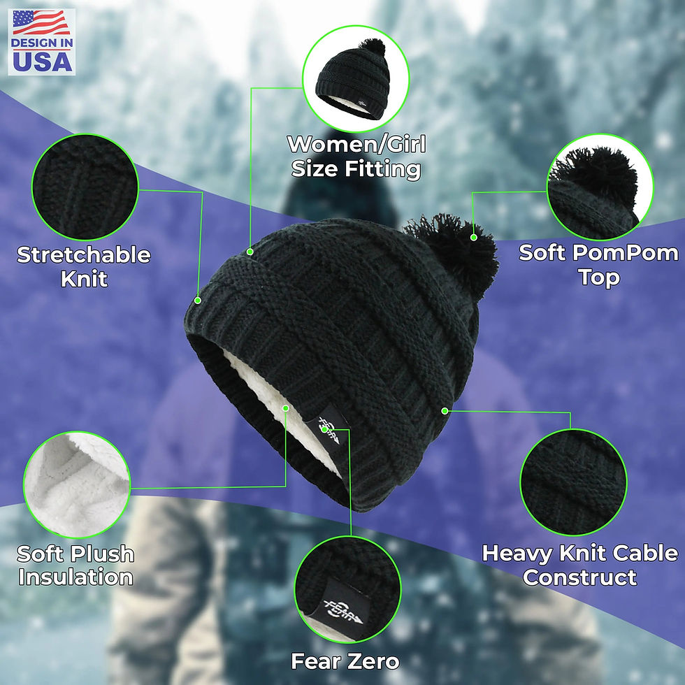 Thumbnail: Fear0 NJ Warmest Plush Insulated Knit Women Winter Pom Beanie Hat
