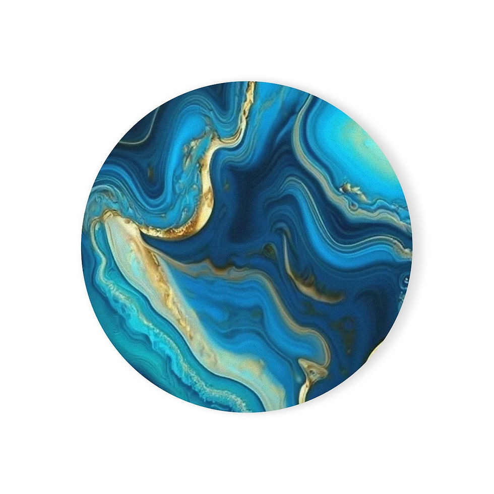 Thumbnail: Cork Back Coaster- Blue and gold marble