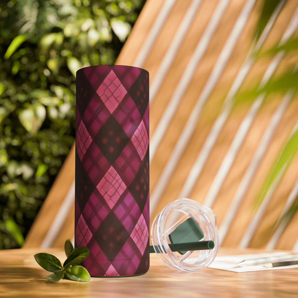 Thumbnail: Maars Maker Skinny Matte Tumbler, 20oz-Argyle Pink hues