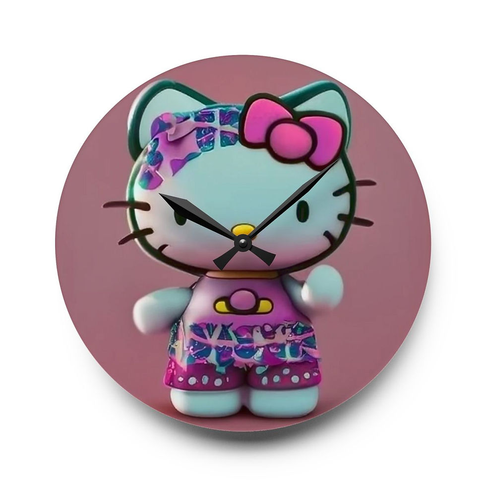 Thumbnail: Acrylic Wall Clock- Hello Kitty Pink & Blue