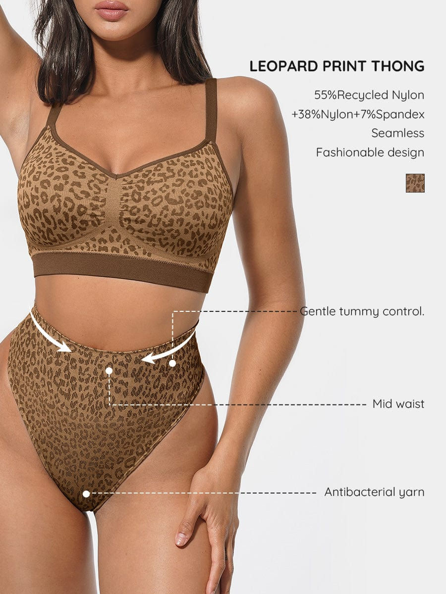 Thumbnail: Leopard Print Seamless Tummy Control Antibacterial Briefs – High Stretch Comfort