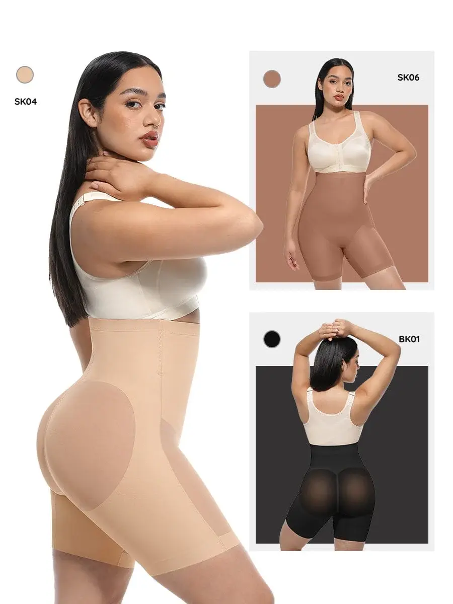 Thumbnail: High-Waisted Butt Lift & Slimming Mid-Thigh Shaper Shorts – Tummy Control