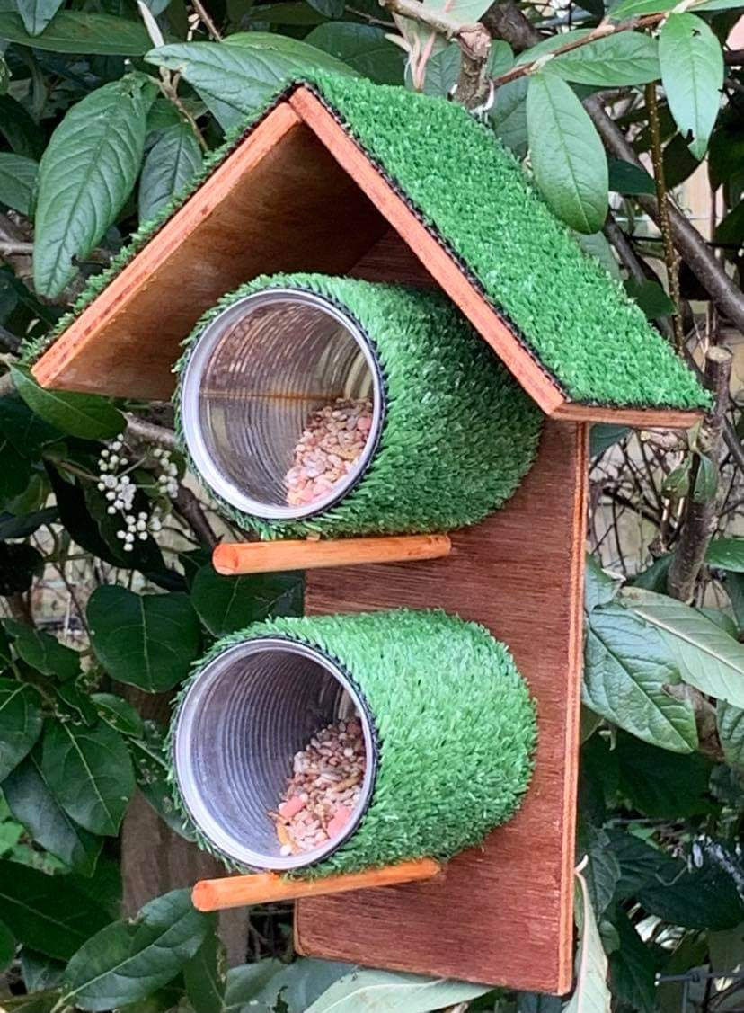 Tin Can Recycled bird feeder | My space