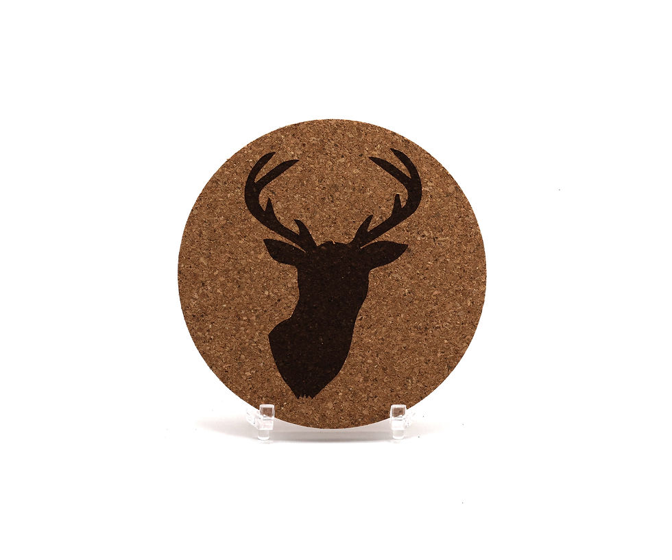 Thumbnail: Cork Coaster with image of a buck - round
