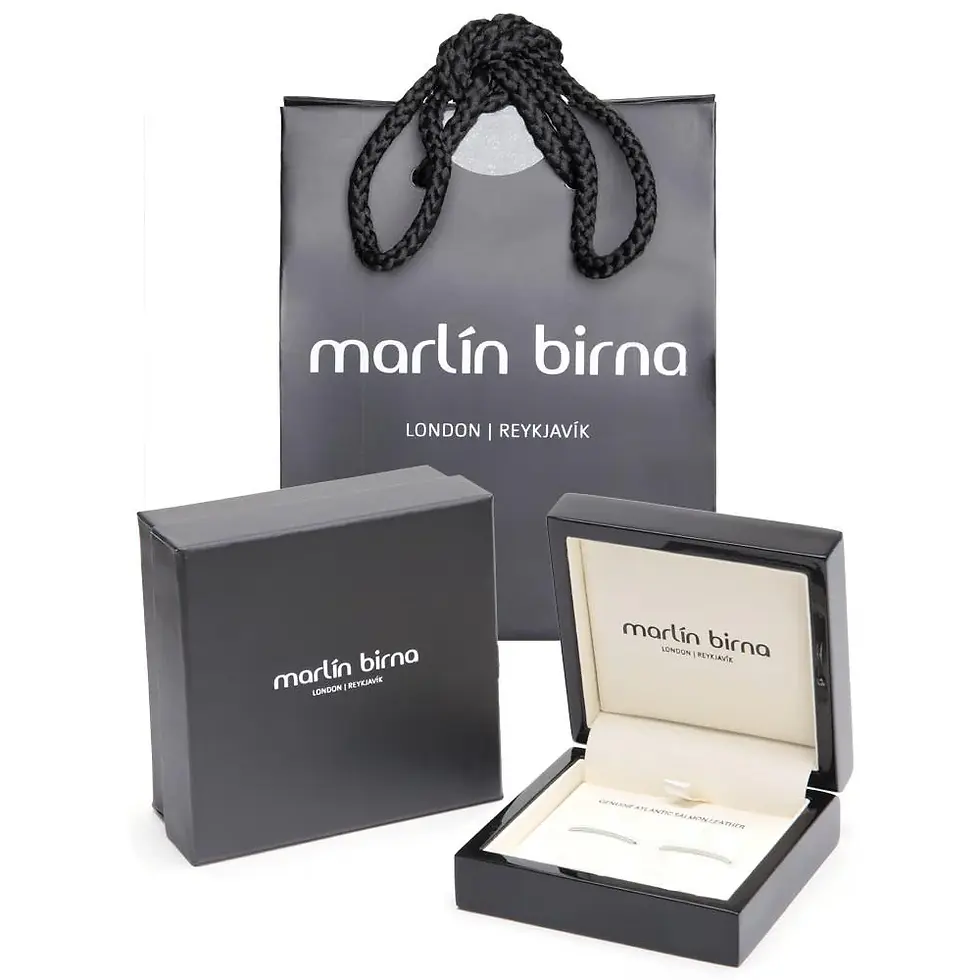 Thumbnail: Atlantic Salmon Leather Cufflinks Black-Tone ▪ Black/Gold Metallic
